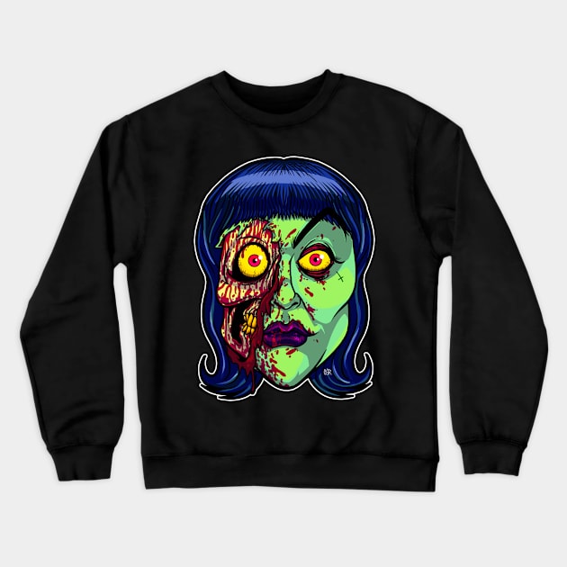 Zombie Grrrl Crewneck Sweatshirt by CsrJara / Perronegro Clothing